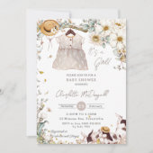  konijntje konijnen ivoor bloemig Baby shower Kaart (Voorkant)