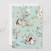  konijntje konijnen ivoor bloemig Baby shower Kaart (Achterkant)
