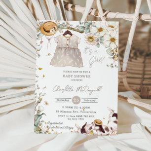 konijntje konijnen ivoor bloemig Baby shower Kaart