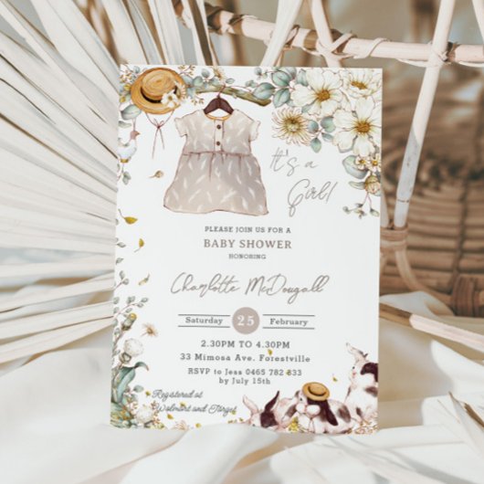  konijntje konijnen ivoor bloemig Baby shower Kaart