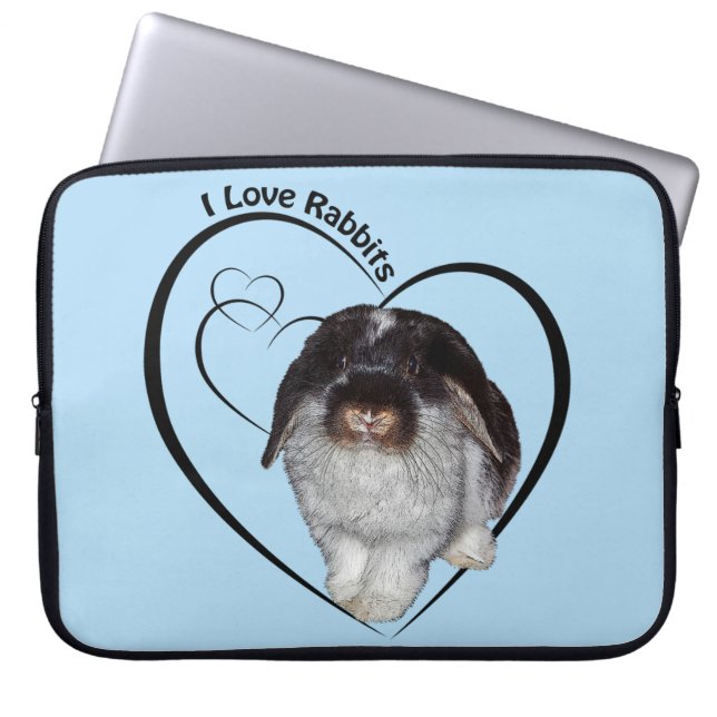 Konijntje Laptop Hoes (Lichtblauw) (Voorkant)