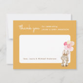 Konijntje met Ballons Geel Baby shower Bedankkaart (Voorkant)