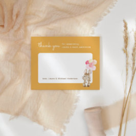 Konijntje met Ballons Geel Baby shower Bedankkaart