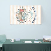  konijntje met  bloemetjes Happy Easter Spandoek (Beurs)