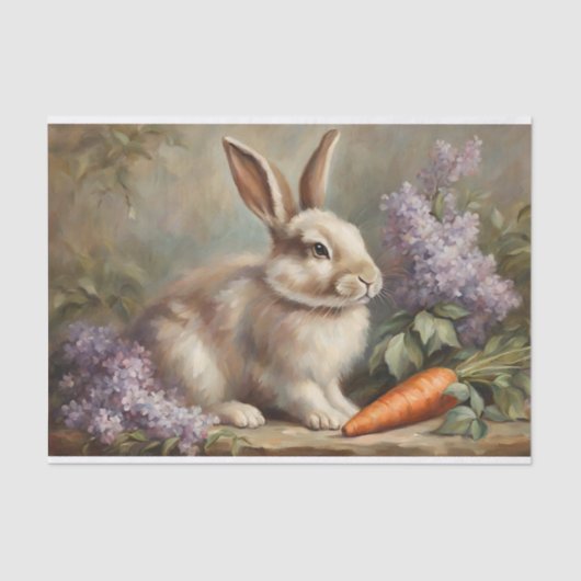 konijntje met Lila bloemen en wortel Tissuepapier (Voorkant)