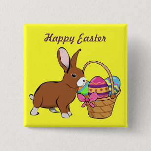 Konijntje met mand Button Pin