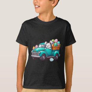 Konijntje met paaseieren op pick-up vrachtwagen ja t-shirt