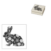 Konijntje met retro bloemen rubberstempel (Gestempeld)
