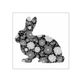 Konijntje met retro bloemen rubberstempel (Afrduk)