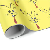 Konijntje met stropdas op geel cadeaupapier (Rol Hoek)