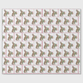 Konijntje met tulpenboeket cadeaupapier (Vlak)