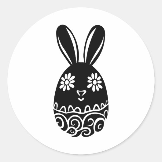 konijntje paasei ronde sticker (Voorkant)