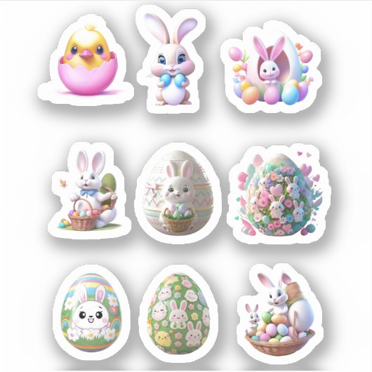 Konijntje Paasei Stickers (Voorkant)