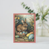  konijntje paaseieren bos feestdagenkaart (Staand voorkant)