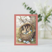 Konijntje Paaseieren Bos Feestdagenkaart (Staand voorkant)