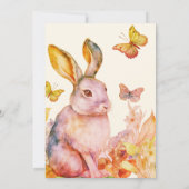 Konijntje roze baby meisje baby shower uitnodiging (Achterkant)
