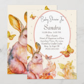 Konijntje roze baby meisje baby shower uitnodiging (Voorkant / Achterkant)