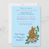 Konijntje Roze Bloemen Pasen Kaart (Voorkant)