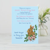 Konijntje Roze Bloemen Pasen Kaart (Staand voorkant)