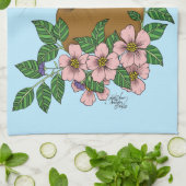 Konijntje Roze bloemen Theedoek (Gevouwen)