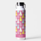 Konijntje Roze patroon Waterfles (Voorkant)