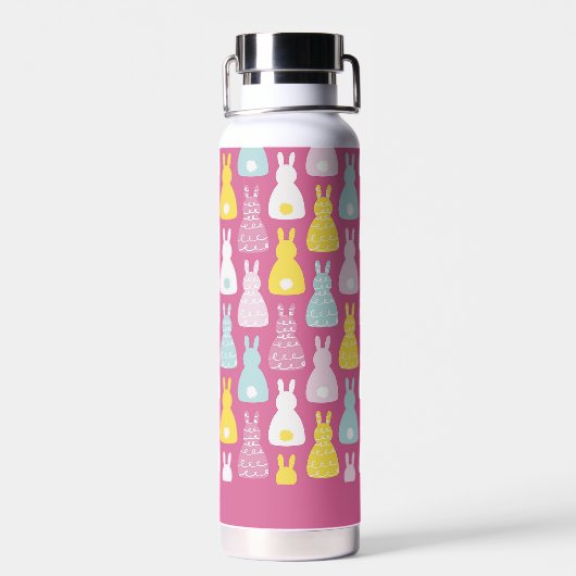 Konijntje Roze patroon Waterfles (Achterkant)