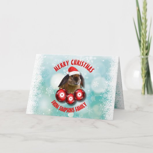 Konijntje van het Konijn van Kerstmis het Grappige Feestdagen Kaart (Voorkant)