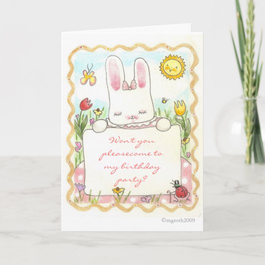 konijntje verjaardagsuitnodiging (Voorkant)