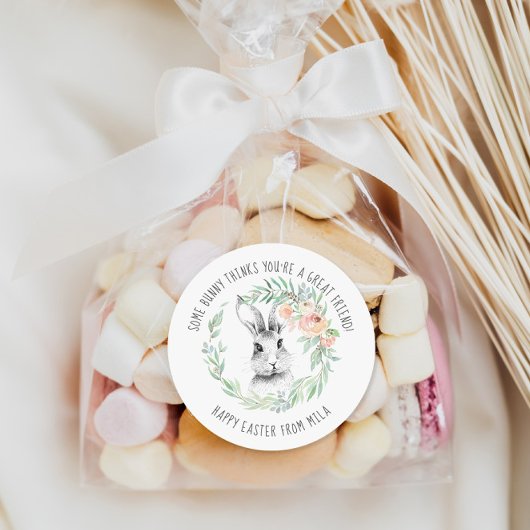 Konijntje Vriend Kinder Paasfeestgunst Ronde Sticker