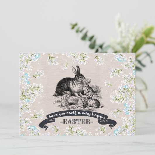  konijntjes aangepaste paasbrunch kaart (Staand voorkant)