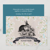  konijntjes aangepaste paasbrunch kaart (Voorkant / Achterkant)