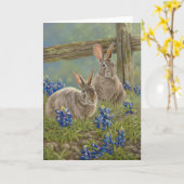 Konijntjes & Bluebonnets Kaart (Gele Bloem)