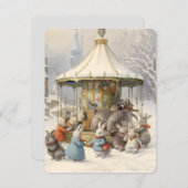  konijntjes carrousel kerst feestdagenkaart (Voorkant / Achterkant)