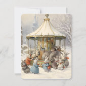  konijntjes carrousel kerst feestdagenkaart (Voorkant)