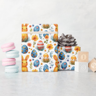 Konijntjes, Eieren & Bloemen - Pasen Cadeaupapier