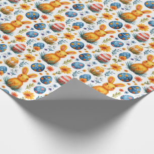 Konijntjes, Eieren & Bloemen - Pasen Cadeaupapier