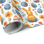 Konijntjes, Eieren & Bloemen - Pasen Cadeaupapier (Rol Hoek)