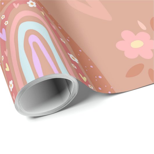 Konijntjes en regenbogen cadeaupapier (Rol Hoek)