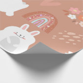 Konijntjes en regenbogen cadeaupapier (Hoek)