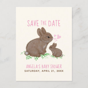 Konijntjes Hartjes Meisje Baby Shower Save The Dat Aankondigingskaart