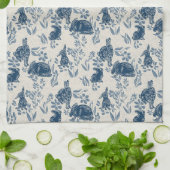 Konijntjes in mijn bloemen - Toile de Jouy Towel Theedoek (Gevouwen)