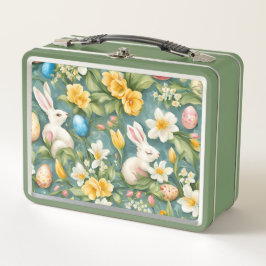 Konijntjes, lentebloemen en paaseieren. Schilderen