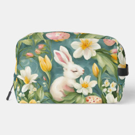 Konijntjes, lentebloemen en paaseieren. Schilderen Toilettasje