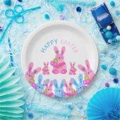 Konijntjes met bloemen papieren bordje (Feest)