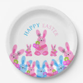 Konijntjes met bloemen papieren bordje (Voorkant)