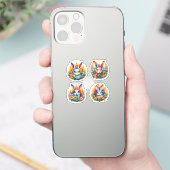 Konijntjes met bruine ogen tussen de bloemen sticker (Telefoon)