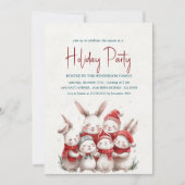 Konijntjes met rode sjaal witte feestdag kaart (Voorkant)