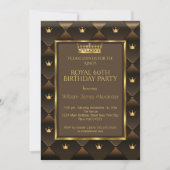 Koning 60th Birthday Party Crown Gold Choc Brown Kaart (Voorkant)