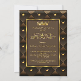 Koning 60th Birthday Party Crown Gold Choc Brown Kaart