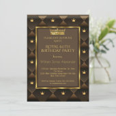 Koning 60th Birthday Party Crown Gold Choc Brown Kaart (Staand voorkant)